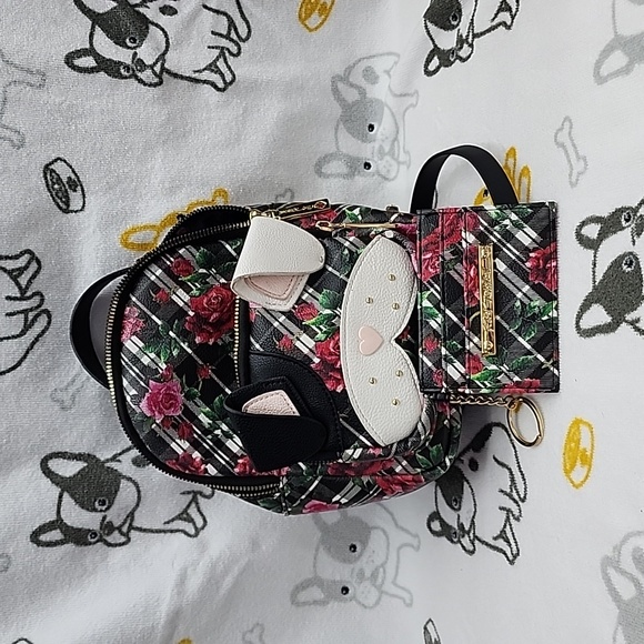 Altered Betsey Johnson Floral Dog Small Backpack Turned Crossbody Purse… - Picture 1 of 11
